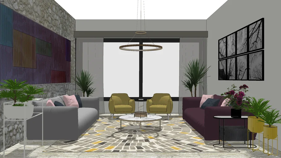 SketchUp design of living room